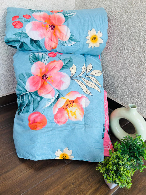 Aqua Blue Floral Comforter – Ultra-Soft All-Season Bedding