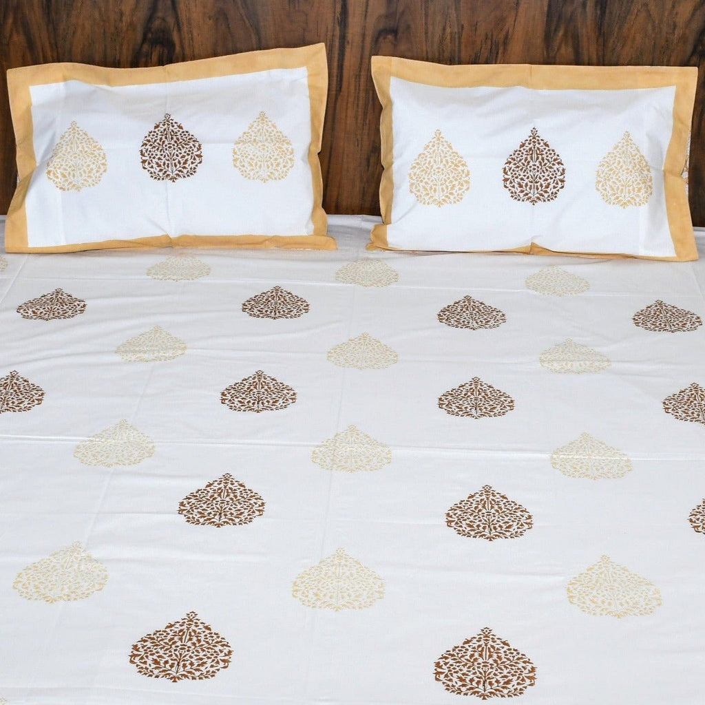 Artisanal Buti Print Cotton Bedsheet - Avyana Bedding Collection