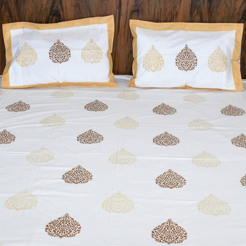 Artisanal Buti Print Cotton Bedsheet - Avyana Bedding Collection