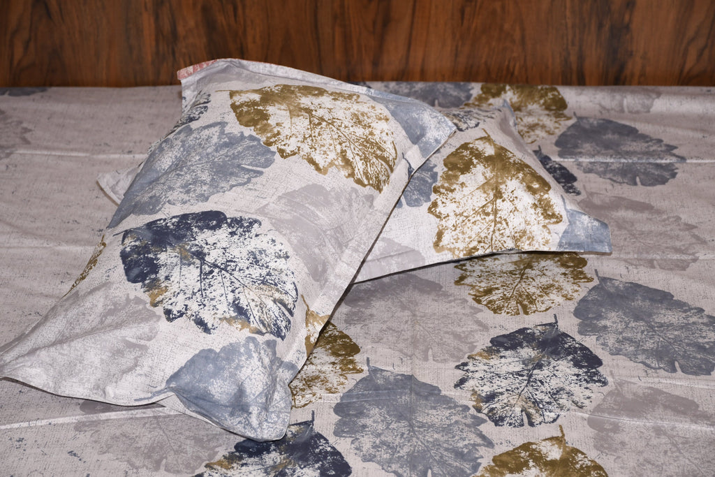 Autumn Leaf Luxe Bedsheet – Gold & Navy Hues - Avyana Bedding Collection