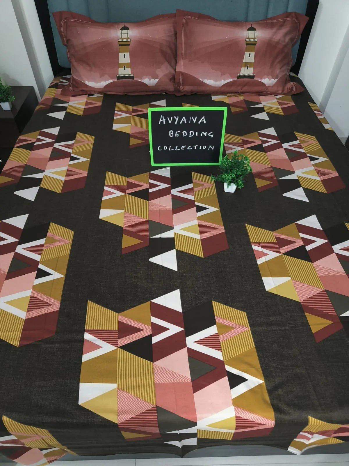 Beacon Geometry Premium Pure Cotton Bedsheet - Avyana Bedding Collection