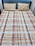 Biscuit Color Cotton Geometric Premium King Bed Sheet - Avyana Bedding Collection