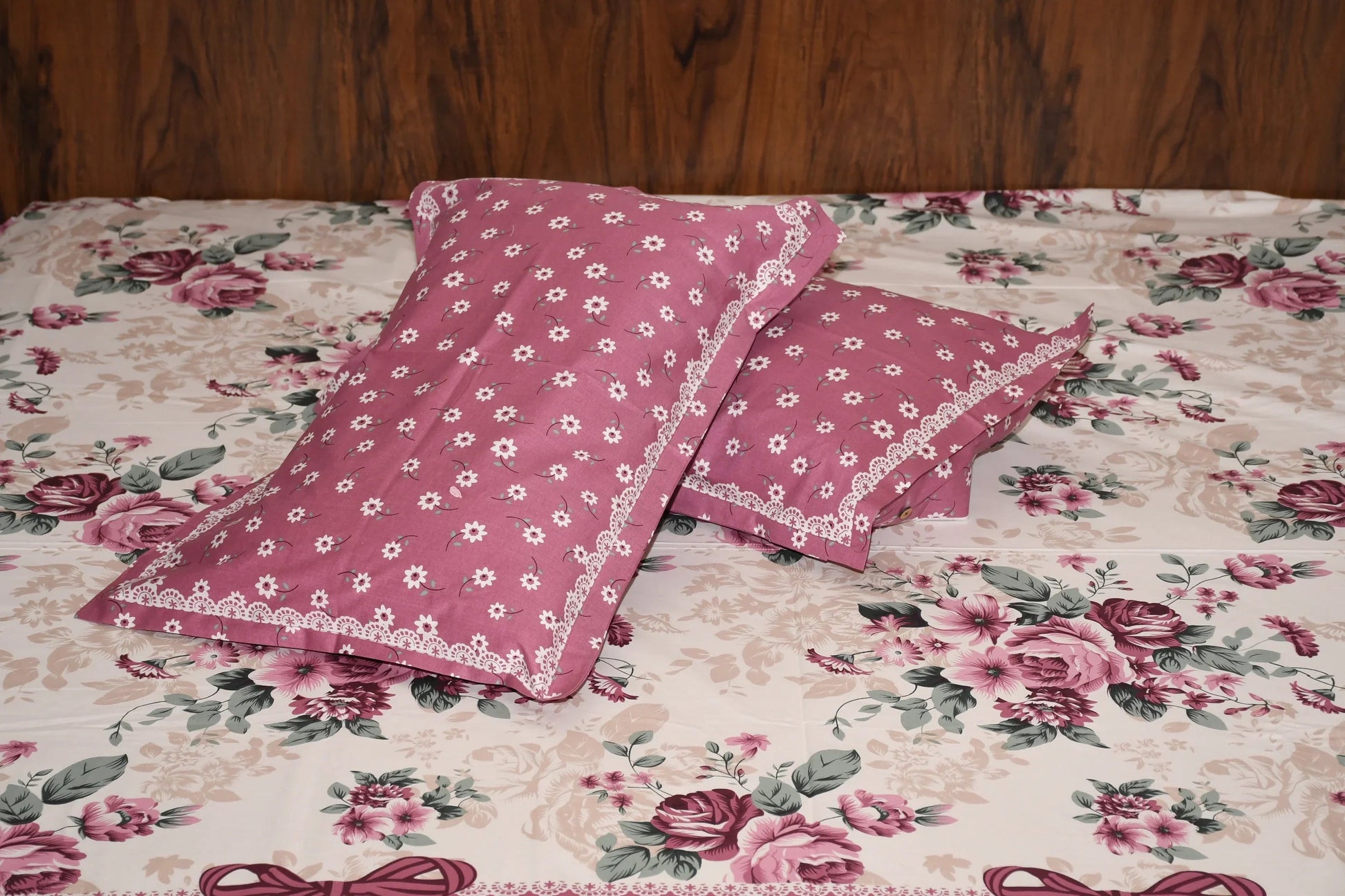Bloom & Blush Pure Cotton Bedsheet – Vintage Rose Garden - Avyana Bedding Collection
