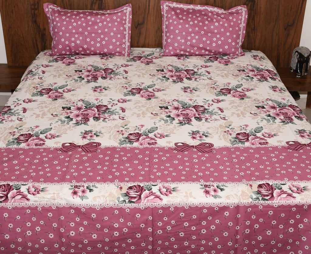 Bloom & Blush Pure Cotton Bedsheet – Vintage Rose Garden - Avyana Bedding Collection