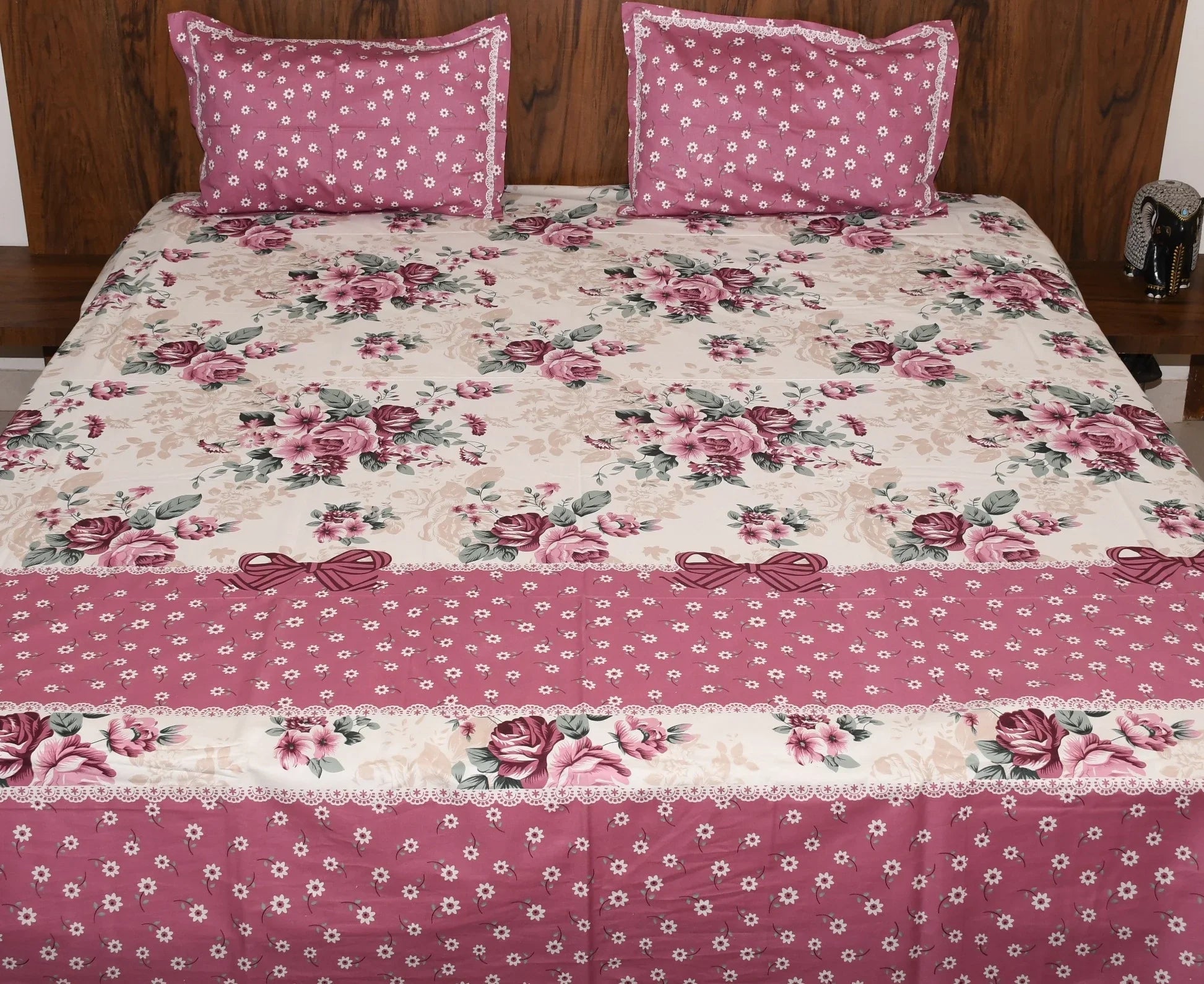 Bloom & Blush Pure Cotton Bedsheet – Vintage Rose Garden - Avyana Bedding Collection