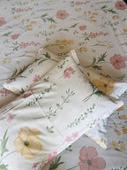 Blush Meadow Floral Pure Cotton Bedsheet Set - Avyana Bedding Collection