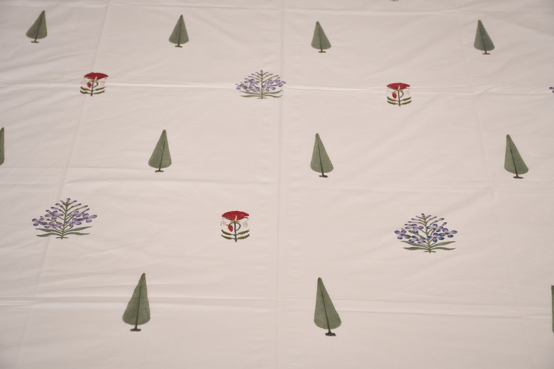 Botanic Breeze Handblock Bedsheet in Sage - Avyana Bedding Collection