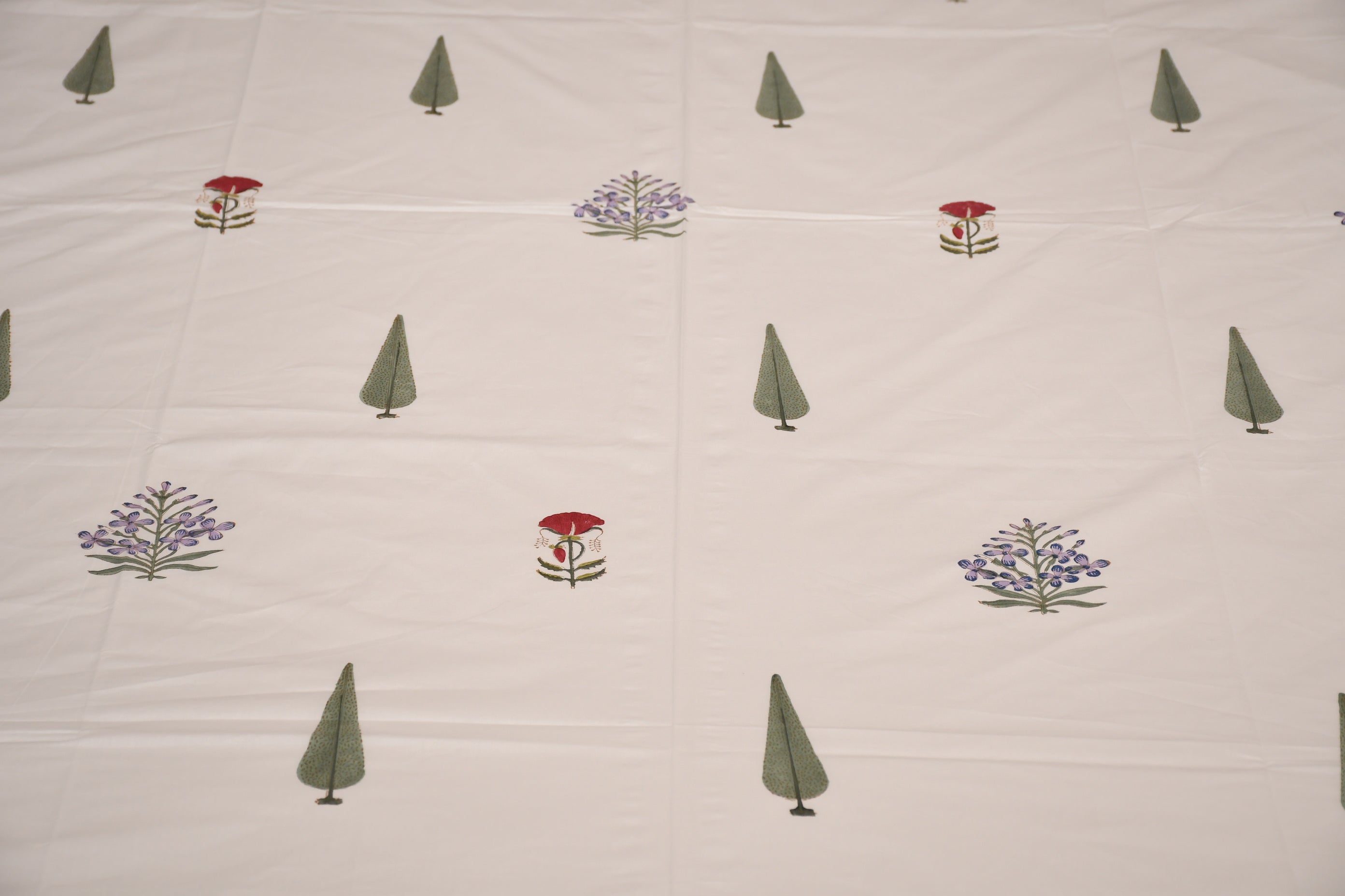 Botanic Breeze Handblock Bedsheet in Sage - Avyana Bedding Collection