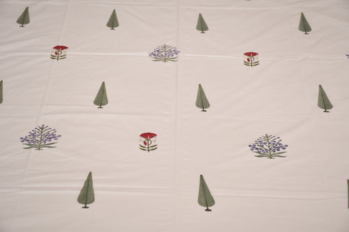 Botanic Breeze Handblock Bedsheet in Sage - Avyana Bedding Collection