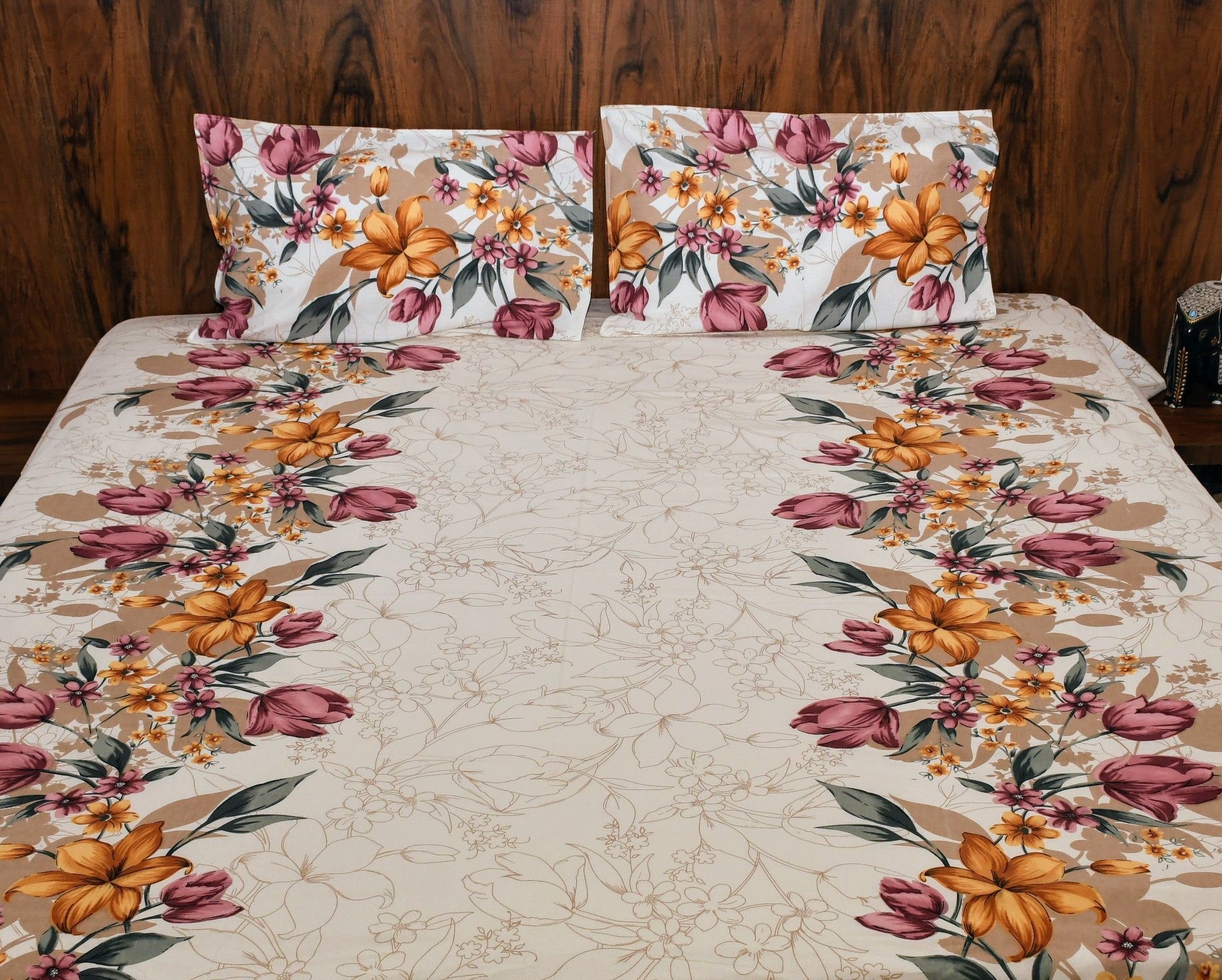 Botanical Harmony Bedsheet – Ivory Blossom - Avyana Bedding Collection