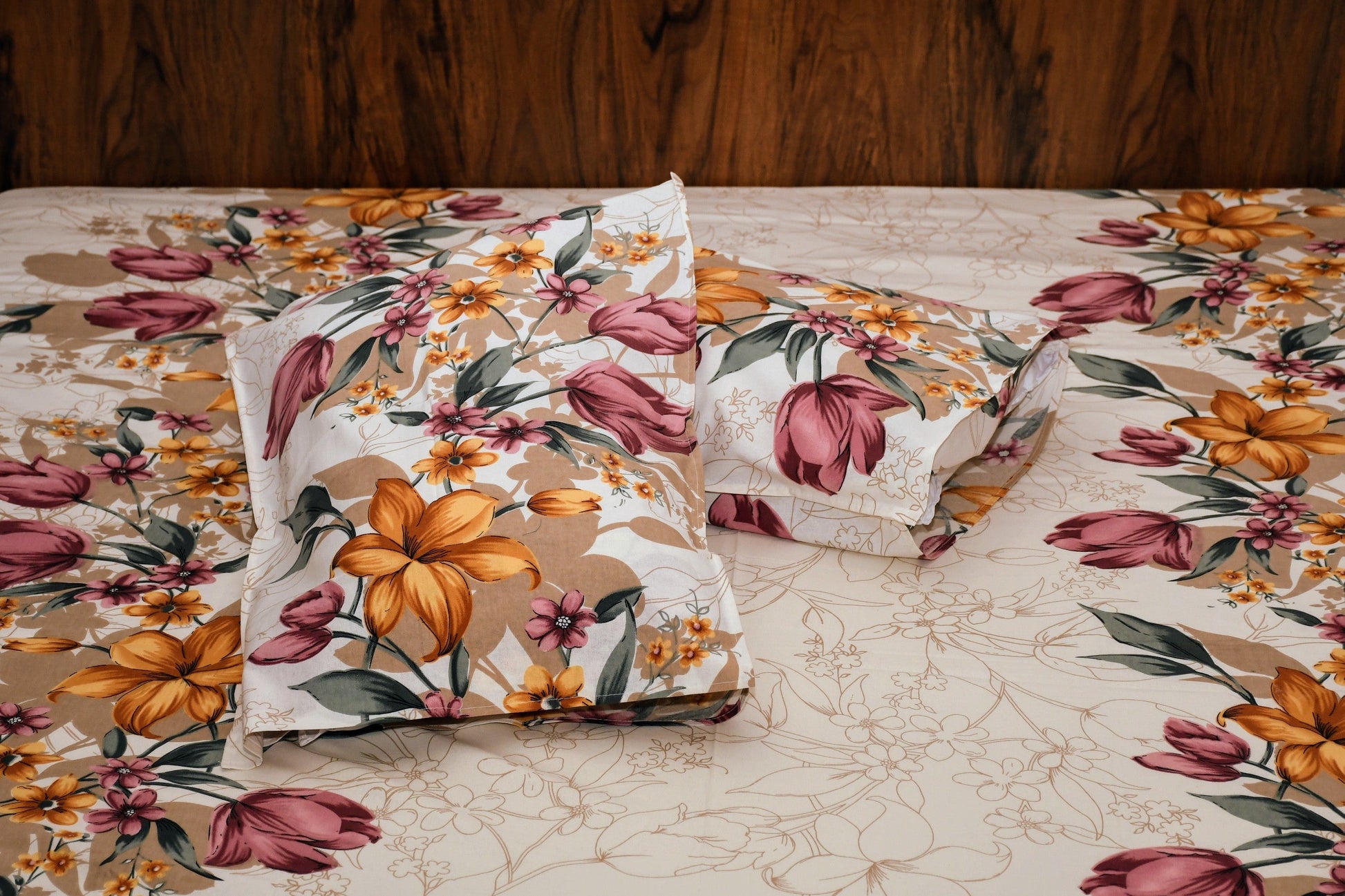 Botanical Harmony Bedsheet – Ivory Blossom - Avyana Bedding Collection