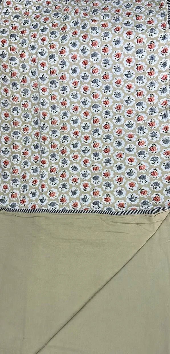 Cream Floral Cotton Jaipuri Premium Double Bed Dohar - Avyana Bedding Collection