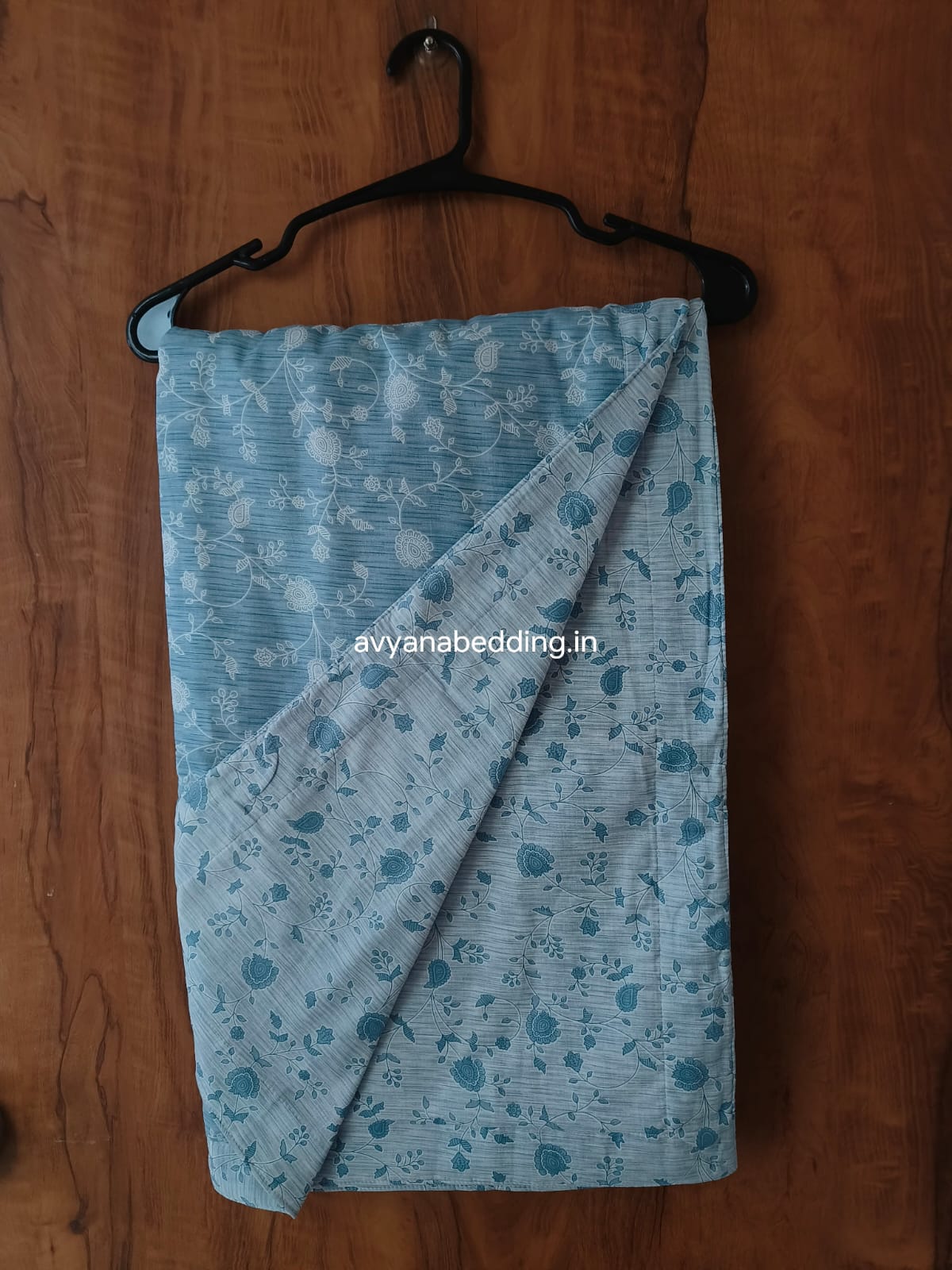 Denim Bloom Reversible Double Dohar in Pure Cotton - Avyana Bedding Collection