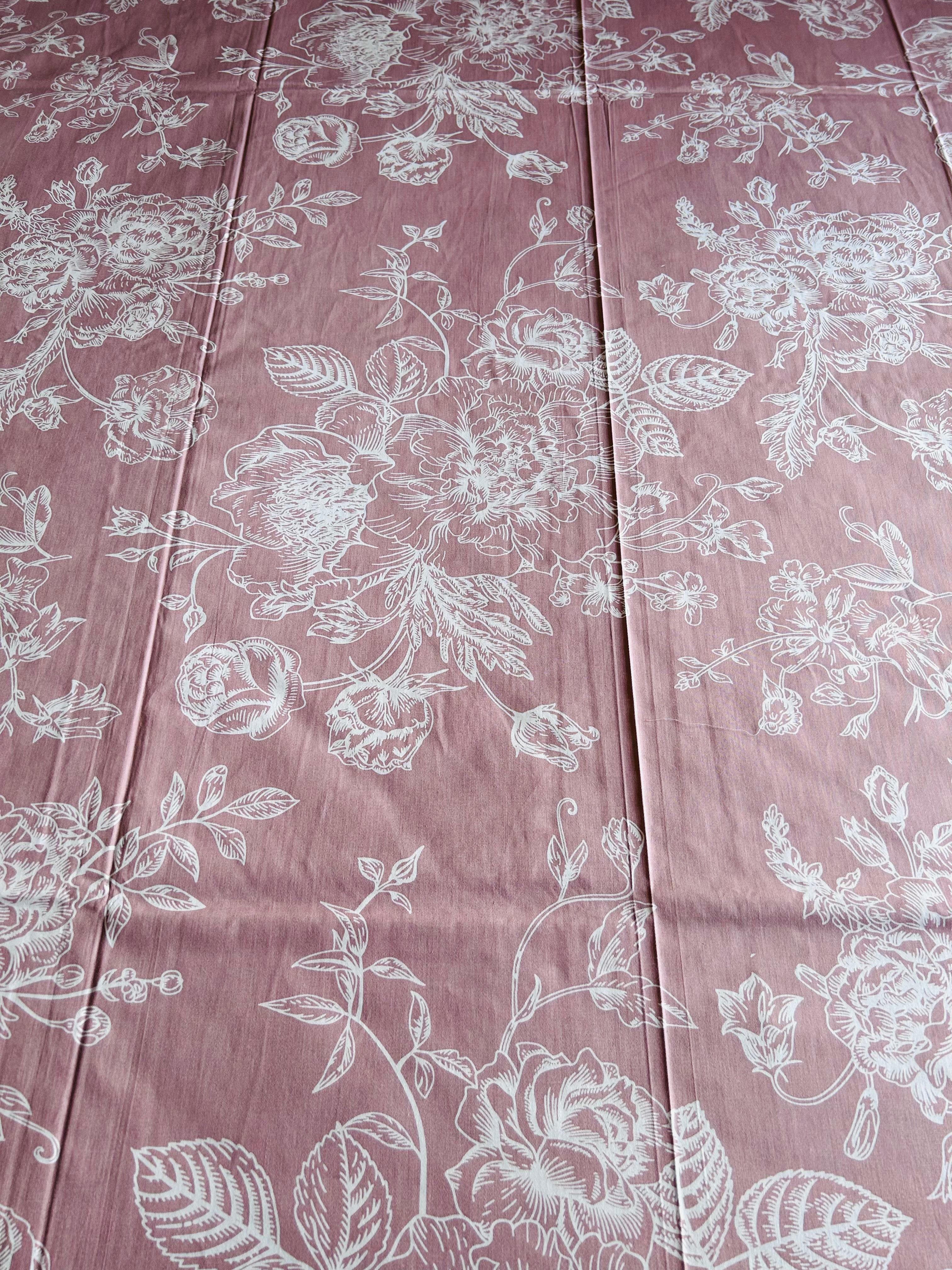 Dusty Rose Peony Garden Cotton Bedsheet Set - Avyana Bedding Collection