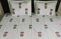 Elegant Cotton Bedsheet Set – Handblock Print in Red & Green for Double Bed - Avyana Bedding Collection