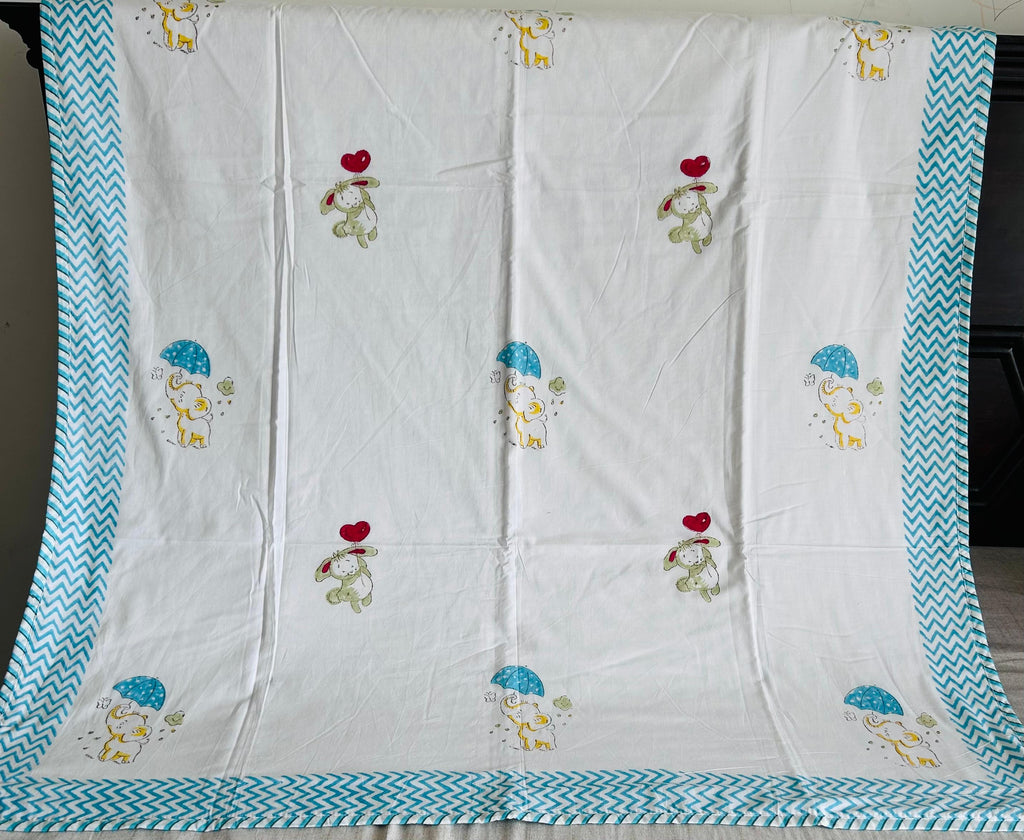 Elephant & Bunny Love – Gentle Cuddle Kids Dohar - Avyana Bedding Collection