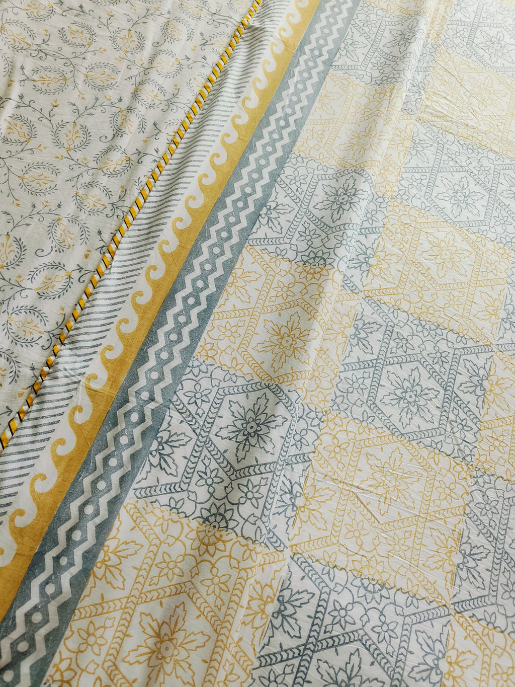 Ethnic Sunshine Handblock Dohar – 100% Cotton Comfort - Avyana Bedding Collection