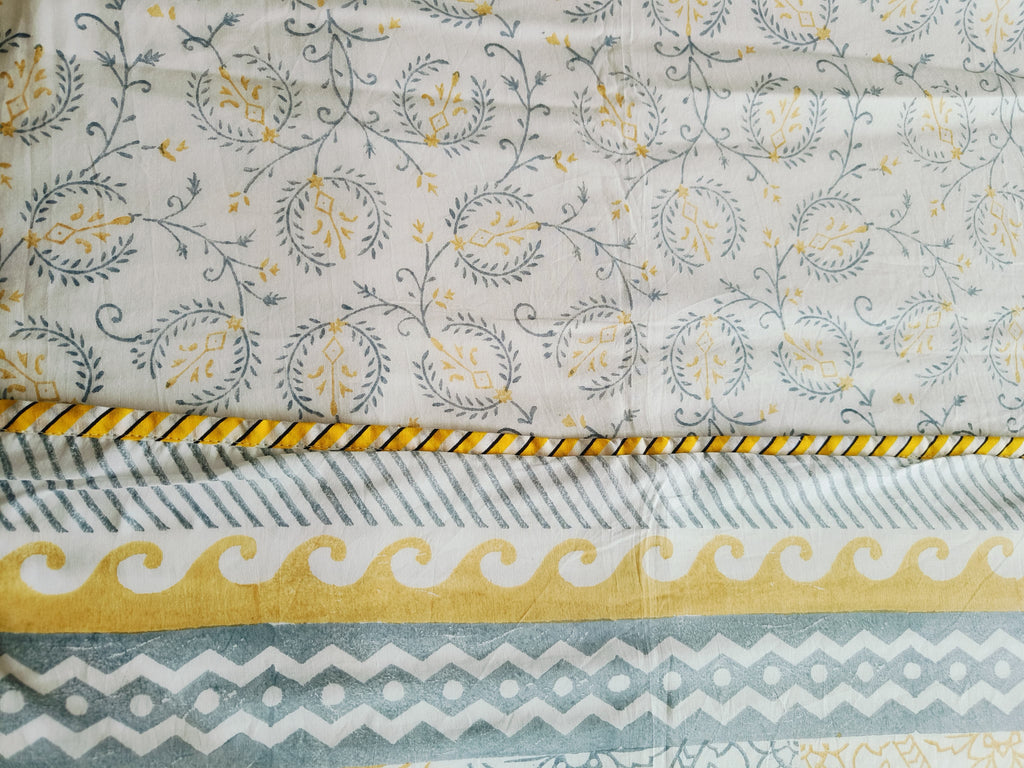 Ethnic Sunshine Handblock Dohar – 100% Cotton Comfort - Avyana Bedding Collection