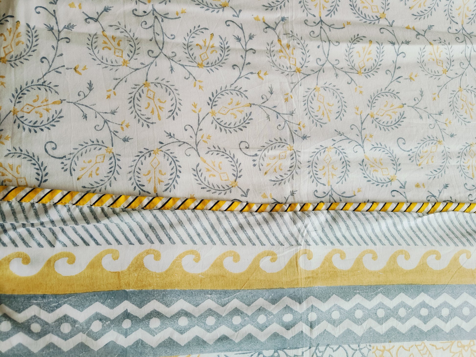 Ethnic Sunshine Handblock Dohar – 100% Cotton Comfort - Avyana Bedding Collection