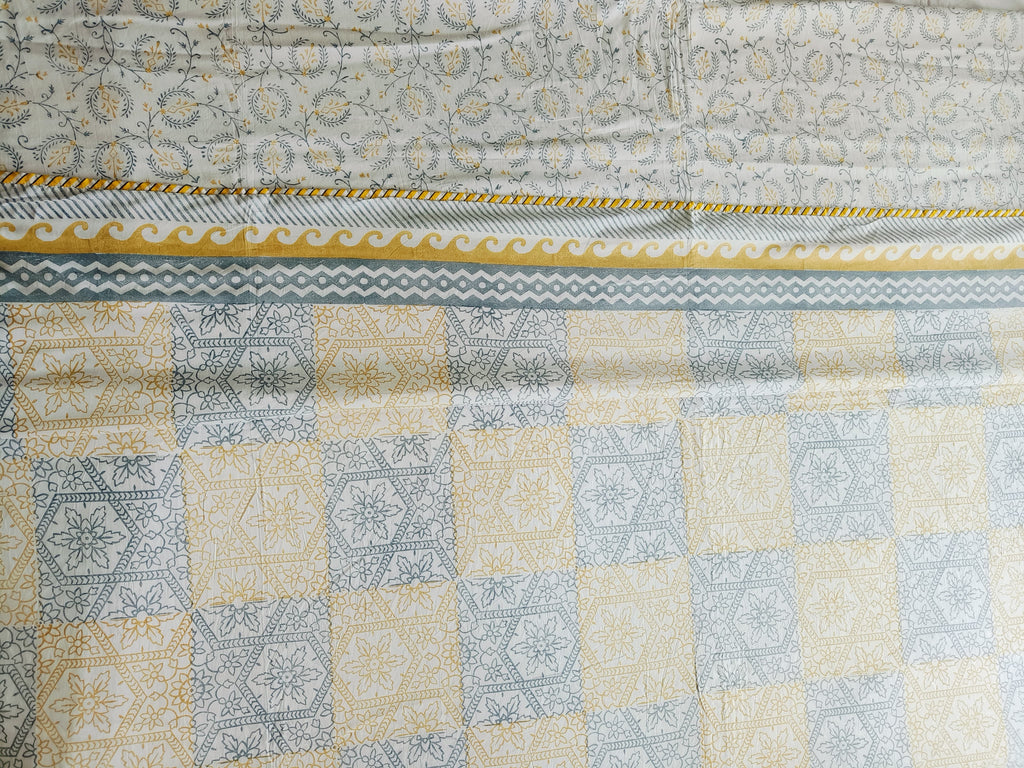 Ethnic Sunshine Handblock Dohar – 100% Cotton Comfort - Avyana Bedding Collection