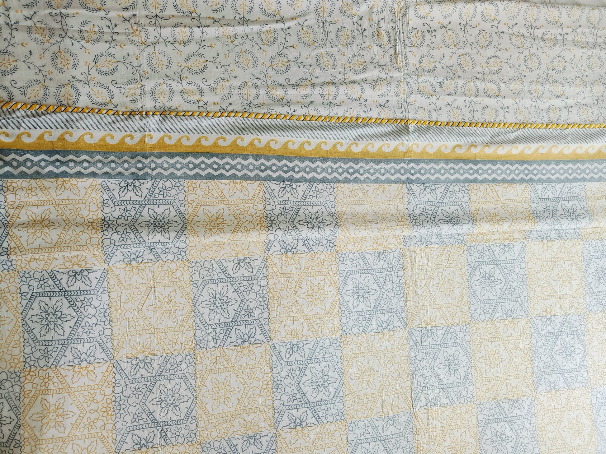 Ethnic Sunshine Handblock Dohar – 100% Cotton Comfort - Avyana Bedding Collection