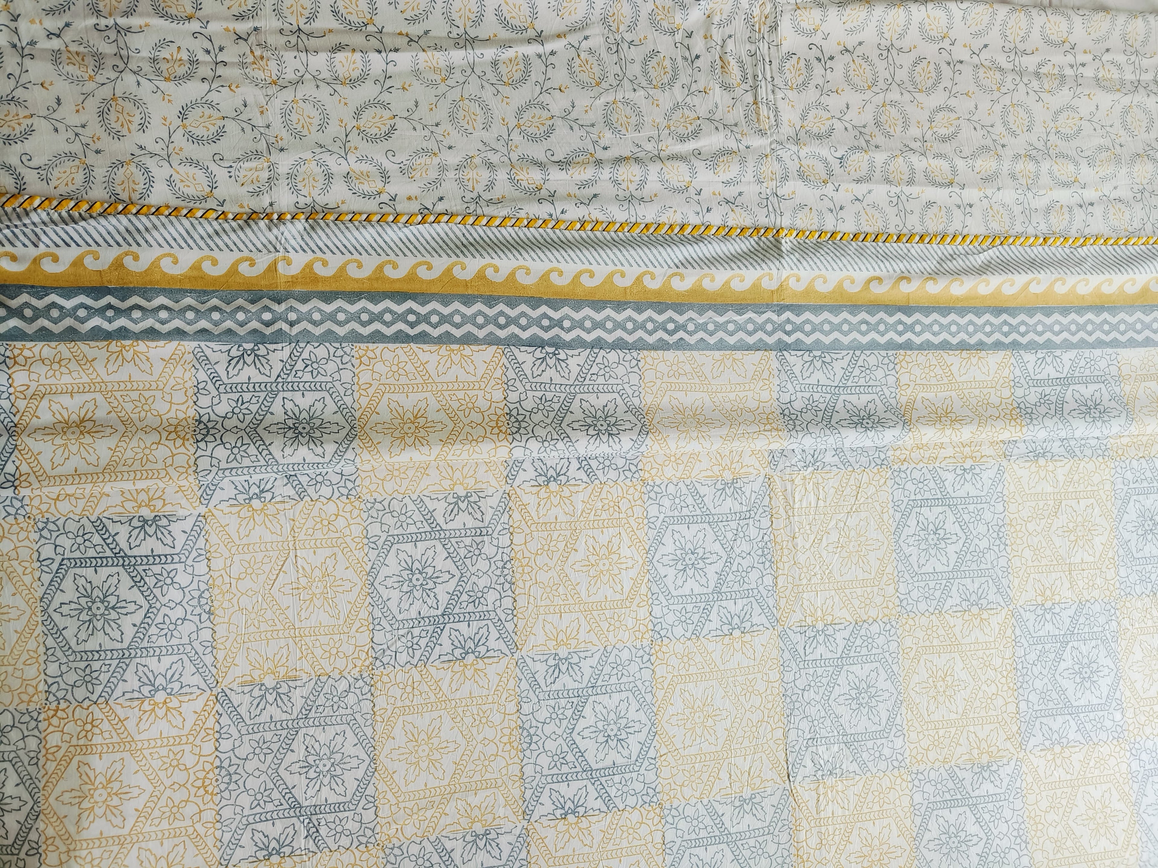 Ethnic Sunshine Handblock Dohar – 100% Cotton Comfort - Avyana Bedding Collection