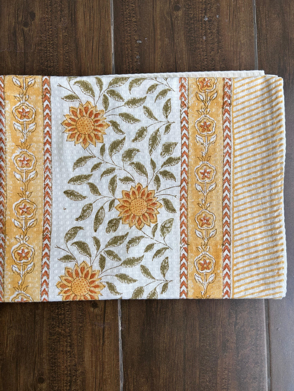 Floral Pure Cotton Towels - White and Yellow - Avyana Bedding Collection