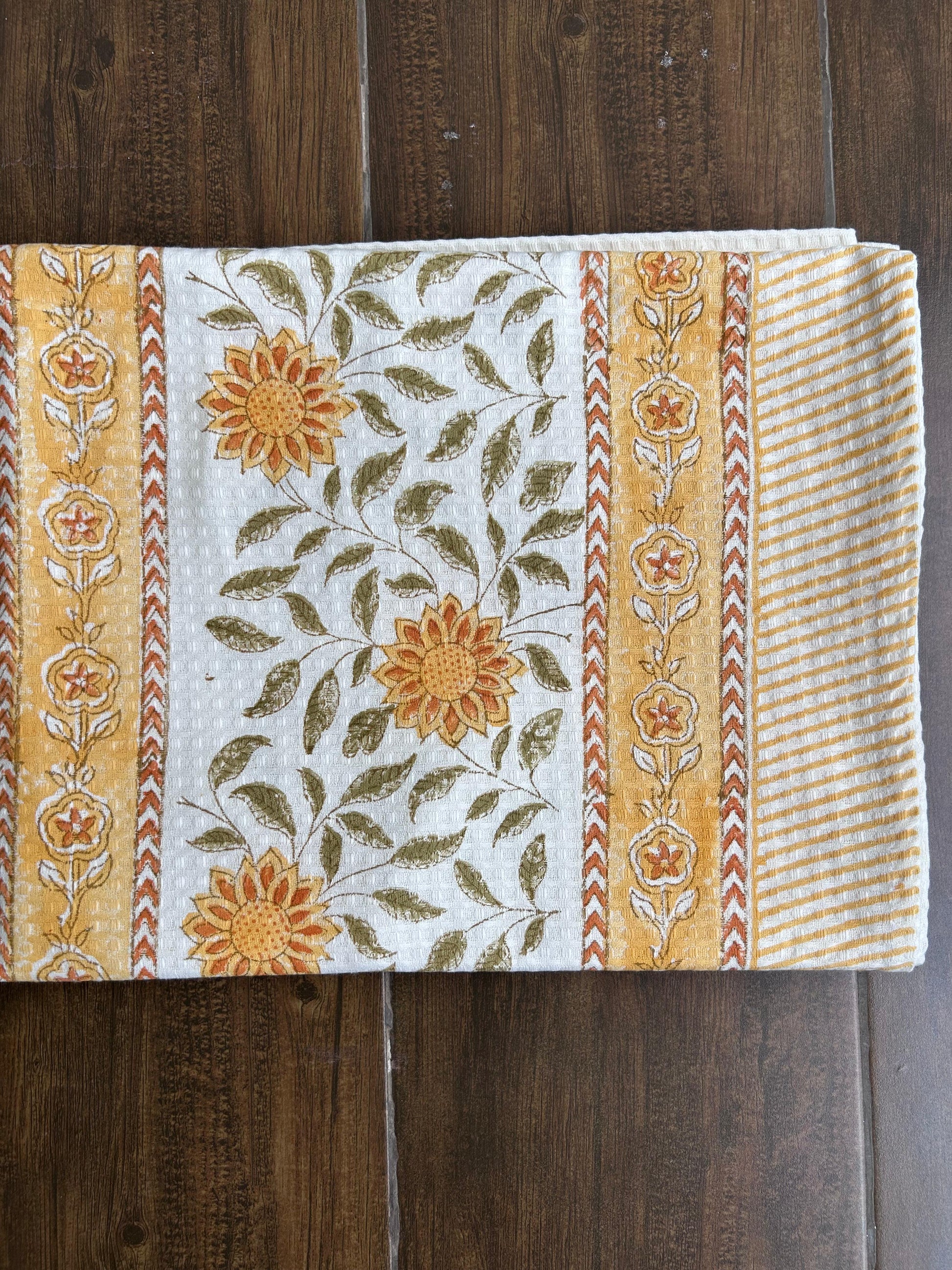 Floral Pure Cotton Towels - White and Yellow - Avyana Bedding Collection