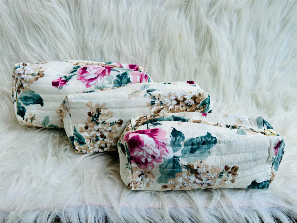Floral Utility Pouches - set of 3 - Multicolor - Avyana Bedding Collection