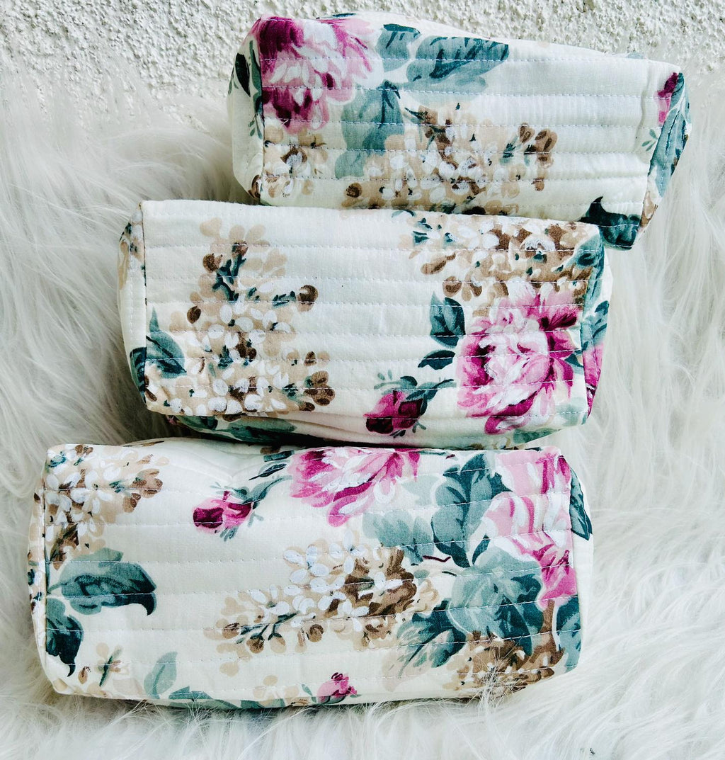 Floral Utility Pouches - set of 3 - Multicolor - Avyana Bedding Collection