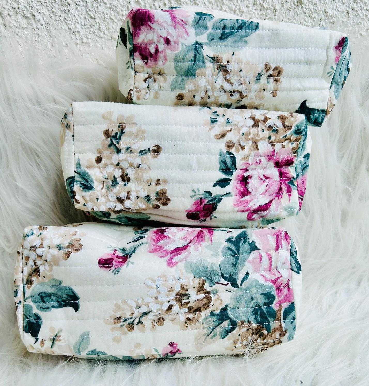 Floral Utility Pouches - set of 3 - Multicolor - Avyana Bedding Collection