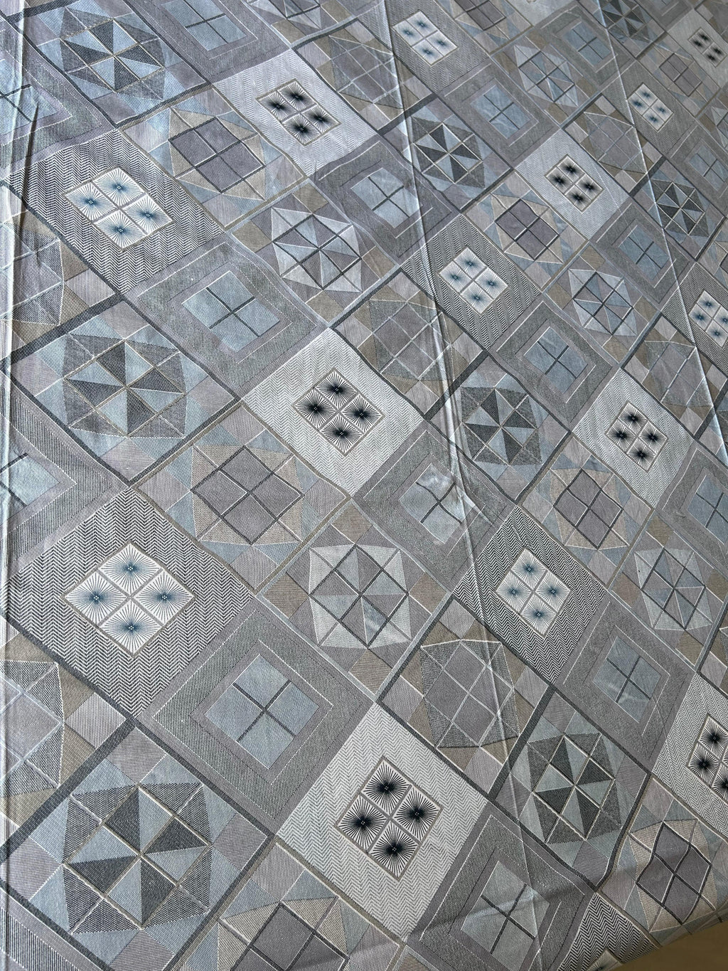 Grey Cotton Geometric Premium King Bed Sheet - Avyana Bedding Collection