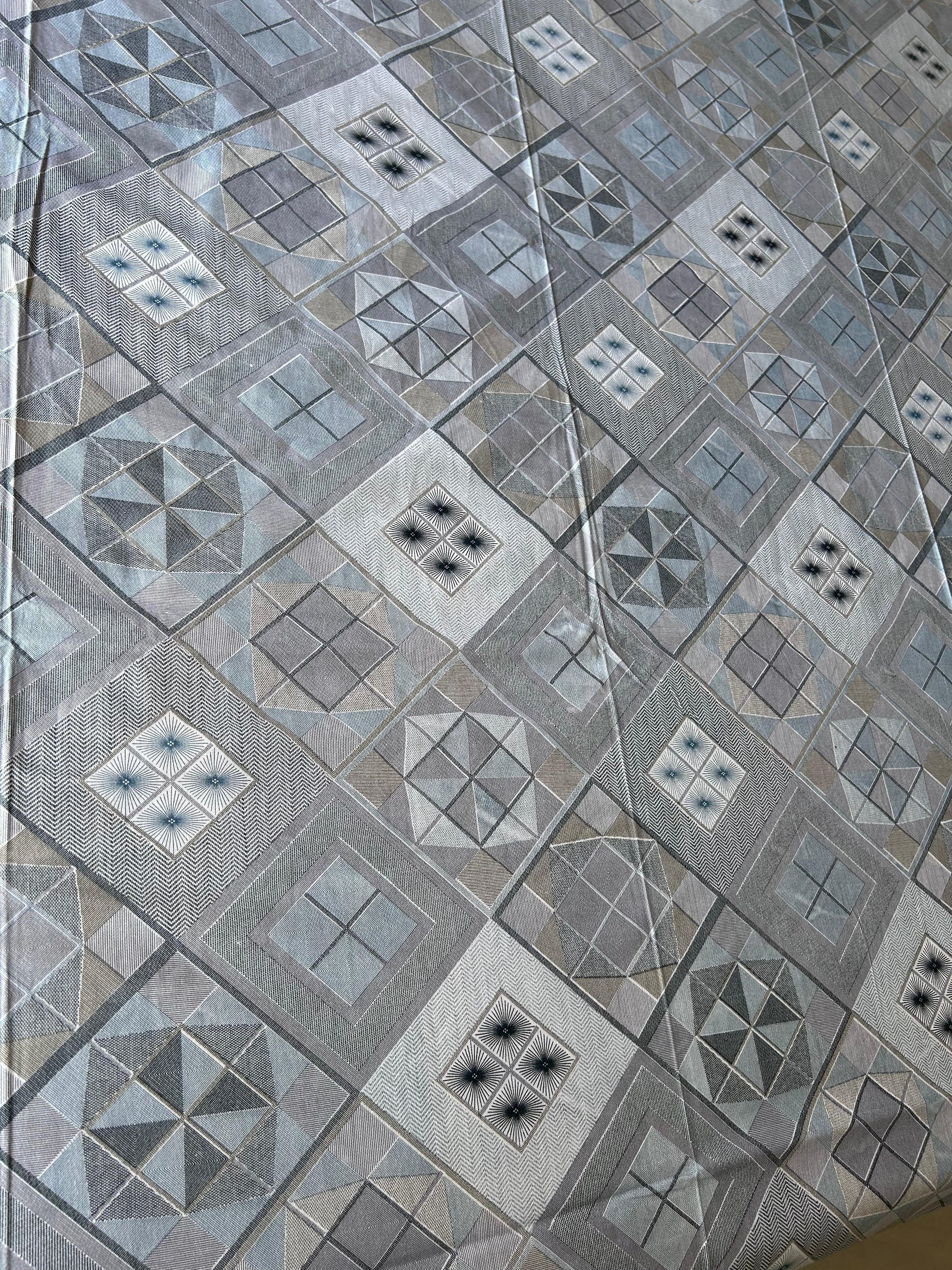 Grey Cotton Geometric Premium King Bed Sheet - Avyana Bedding Collection