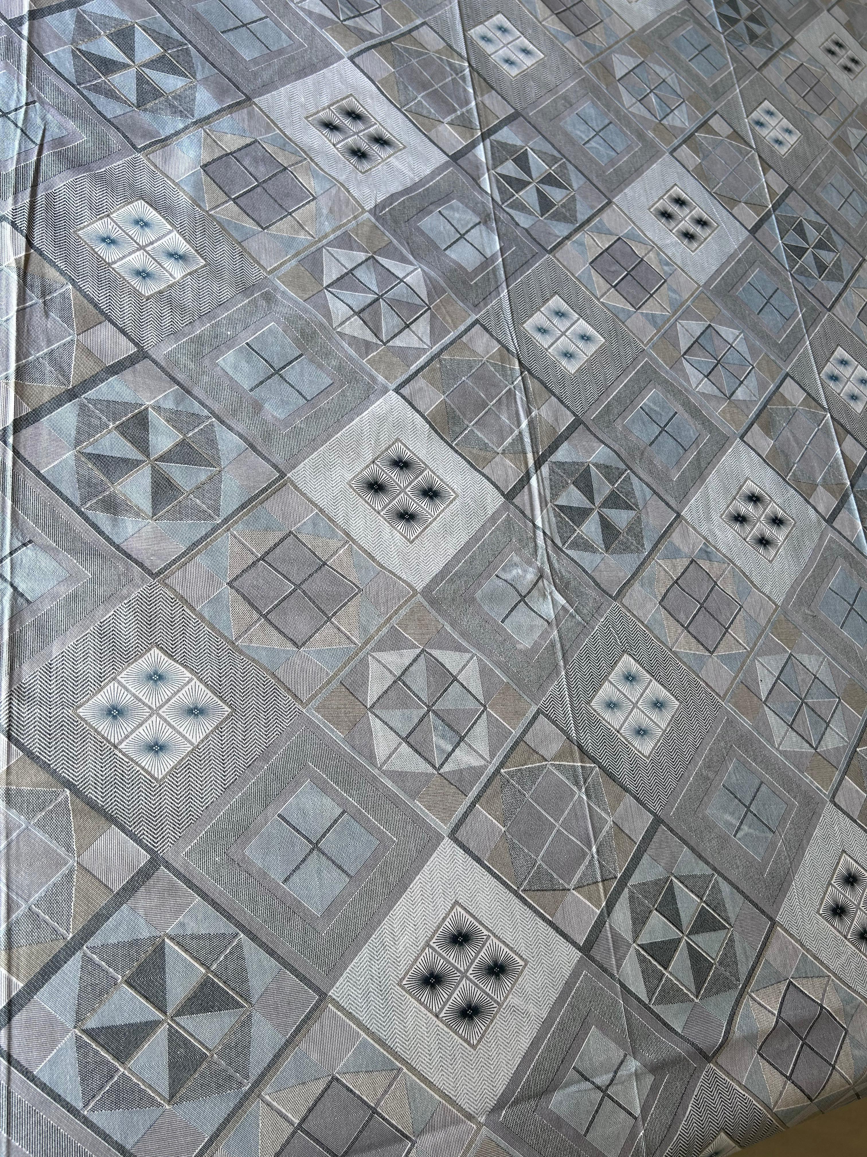 Grey Cotton Geometric Premium King Bed Sheet - Avyana Bedding Collection