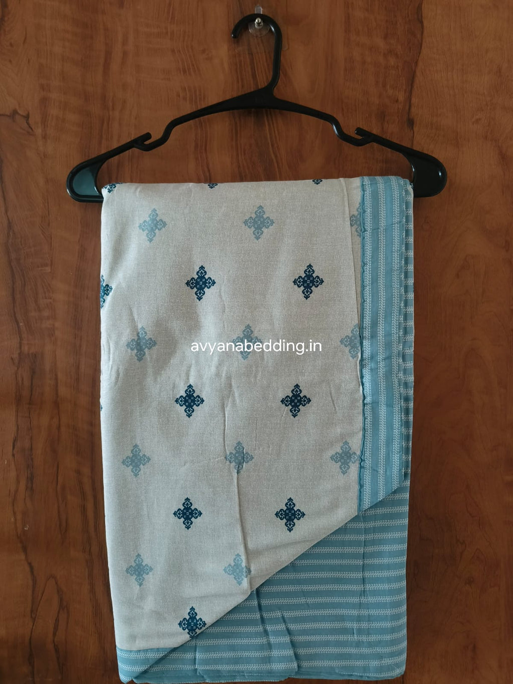 Ivory Stripe Reversible Double Dohar in Pure Cotton - Avyana Bedding Collection