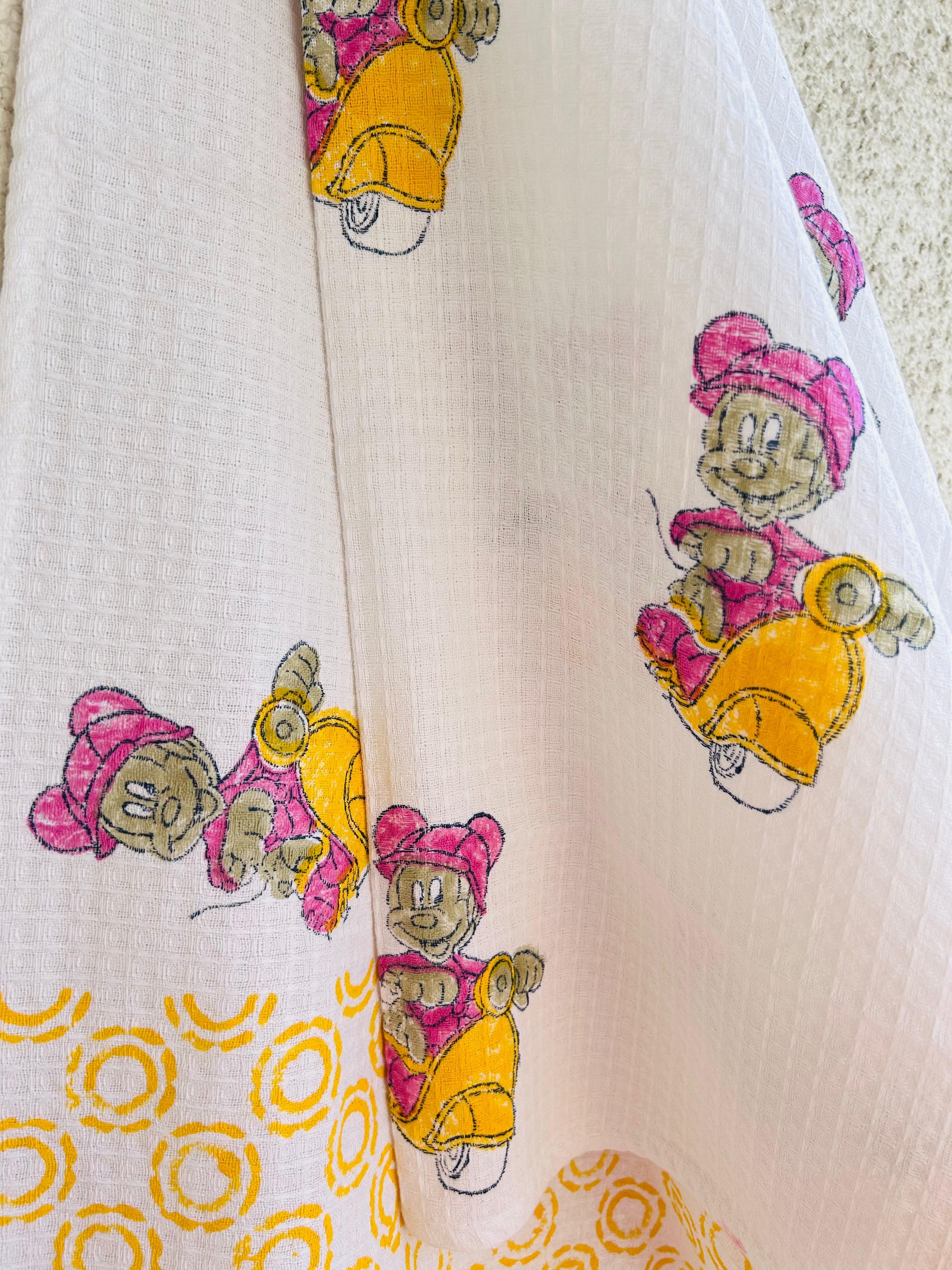 Kids Bear on Scooter Print Towel - White with Pink & Yellow - Avyana Bedding Collection