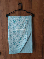Mist Blue Floral Reversible Double Dohar in Pure Cotton - Avyana Bedding Collection