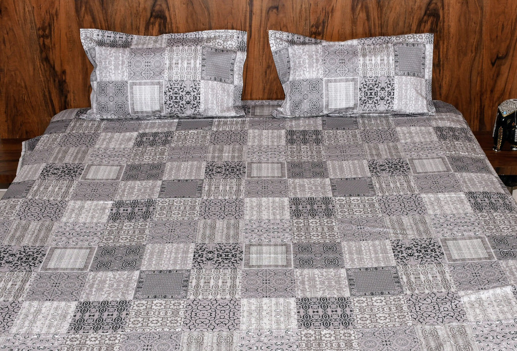Monochrome Mosaic Bedsheet – Urban Gray - Avyana Bedding Collection