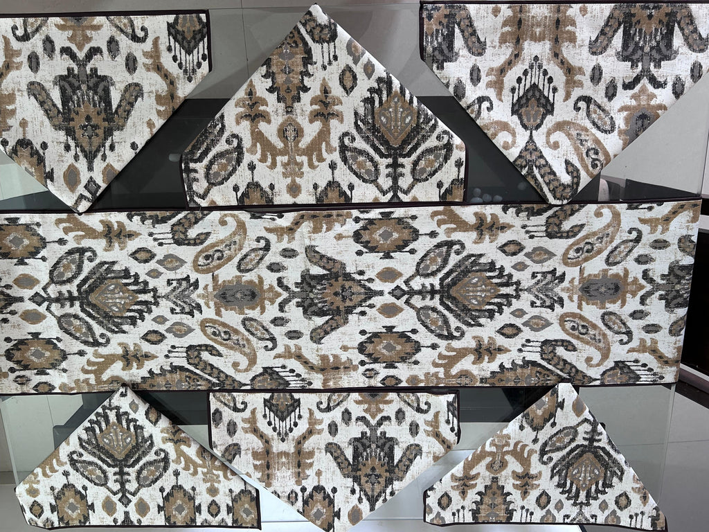 Multicolor Cotton Jaipuri Premium Dining Cover (6 Casemat + 1 Runner) - Avyana Bedding Collection