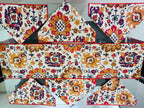 Orange Cotton Jaipuri Premium Dining Cover (6 Casemat + 1 Runner) - Avyana Bedding Collection