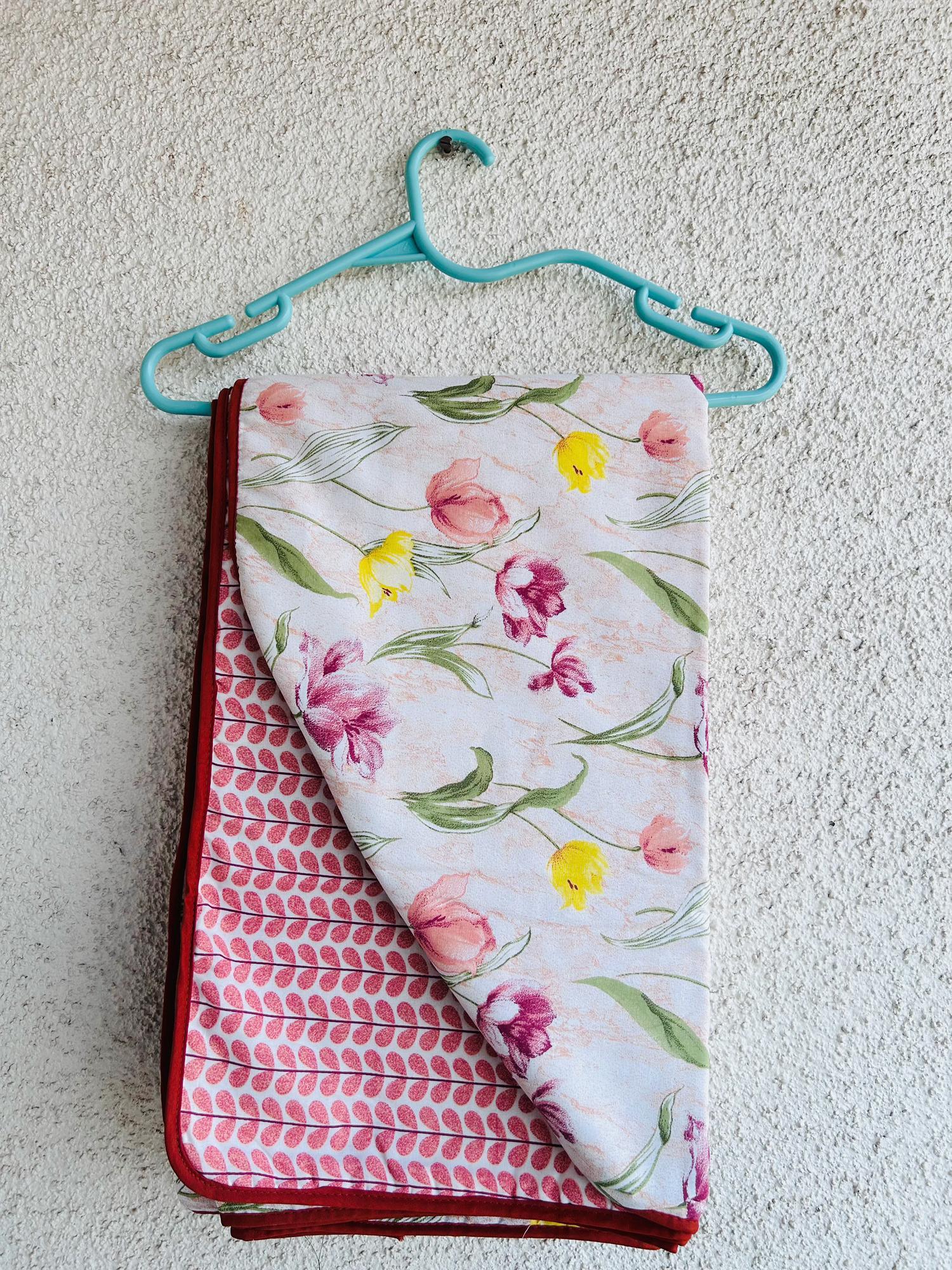 Orange Floral Cotton Jaipuri Premium Double Bed Dohar - Avyana Bedding Collection