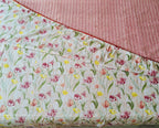 Orange Floral Cotton Jaipuri Premium Double Bed Dohar - Avyana Bedding Collection