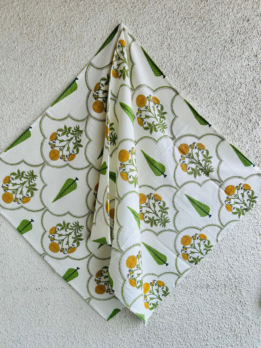 Pine Pure Cotton Towels - White and Green - Avyana Bedding Collection