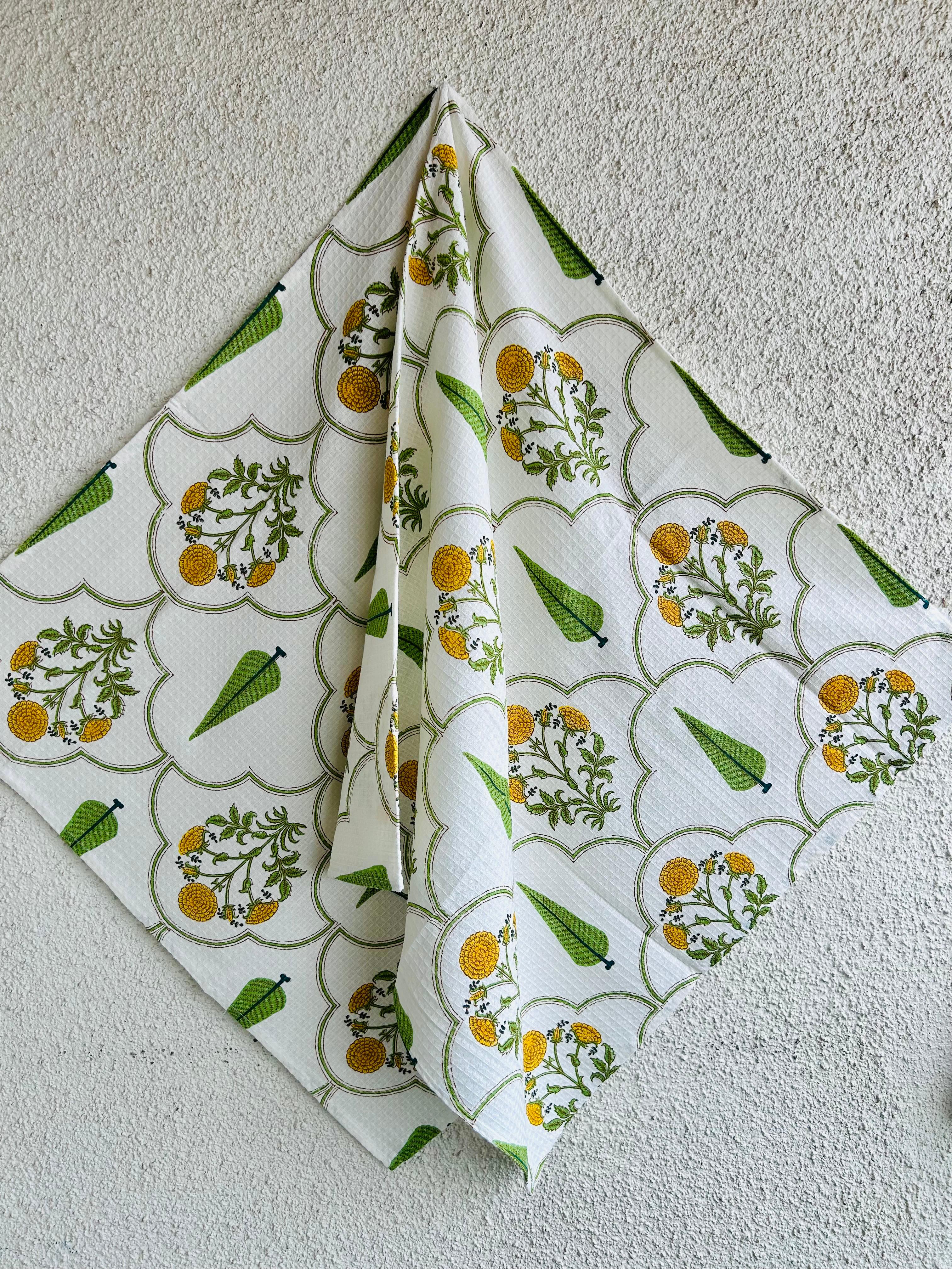 Pine Pure Cotton Towels - White and Green - Avyana Bedding Collection