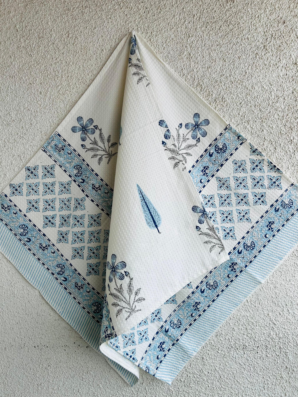 Pure Cotton Towels - White and Blue - Avyana Bedding Collection