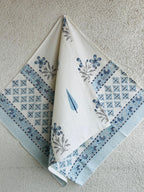 Pure Cotton Towels - White and Blue - Avyana Bedding Collection