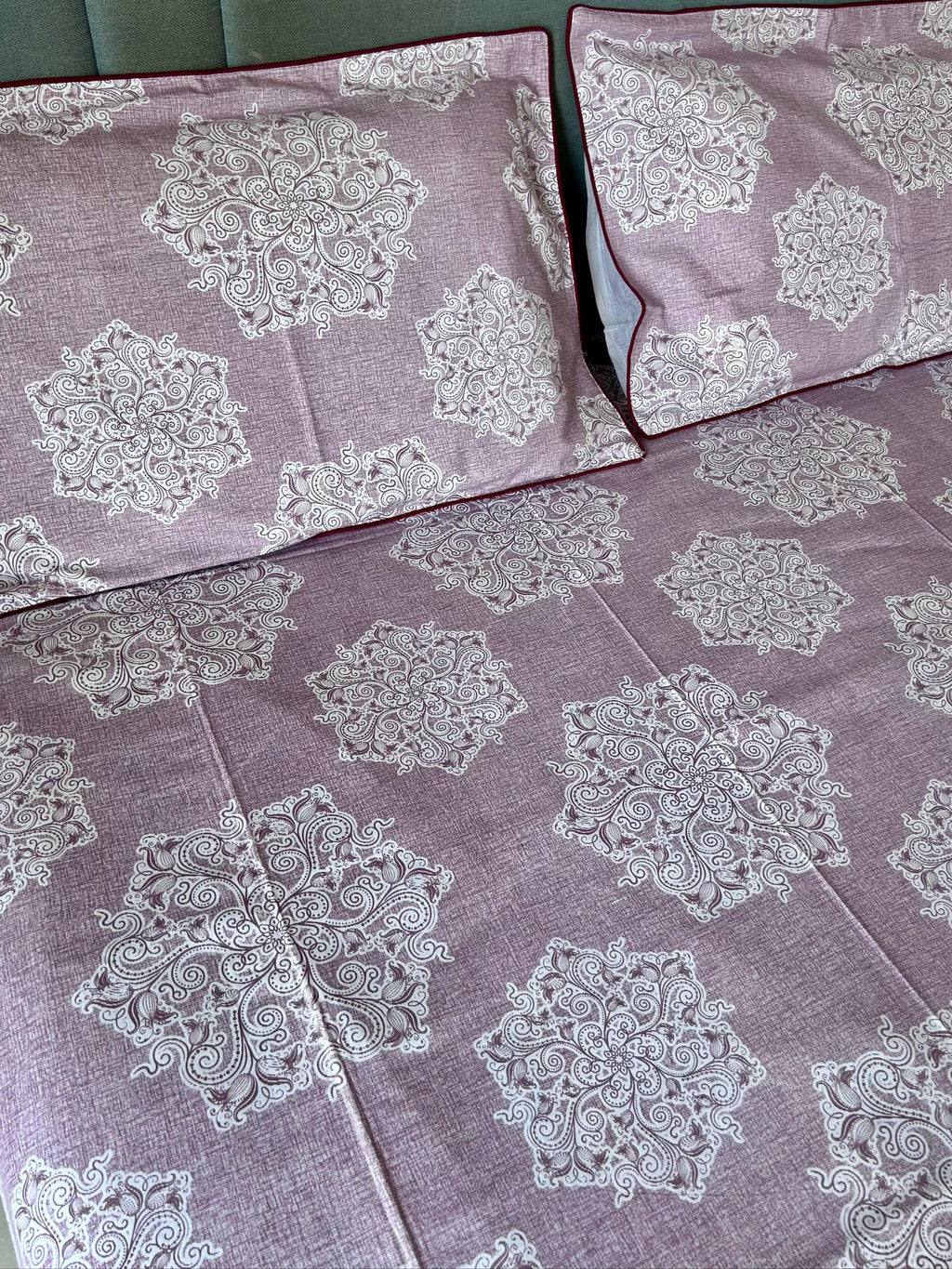 Purple Cotton Floral Premium King Bed Sheet - Avyana Bedding Collection