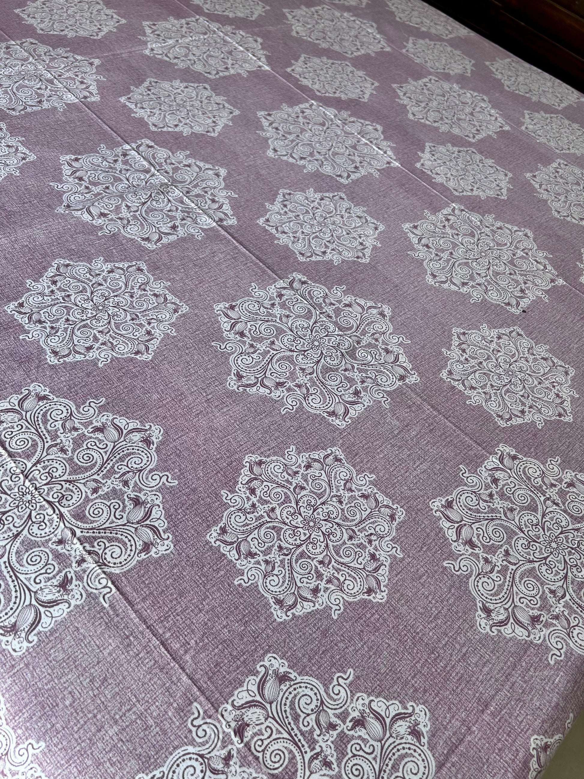 Purple Cotton Floral Premium King Bed Sheet - Avyana Bedding Collection