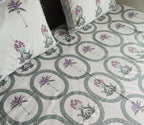 Regal Tropics Bedsheet – Purple Palm & Floral Medallions - Avyana Bedding Collection