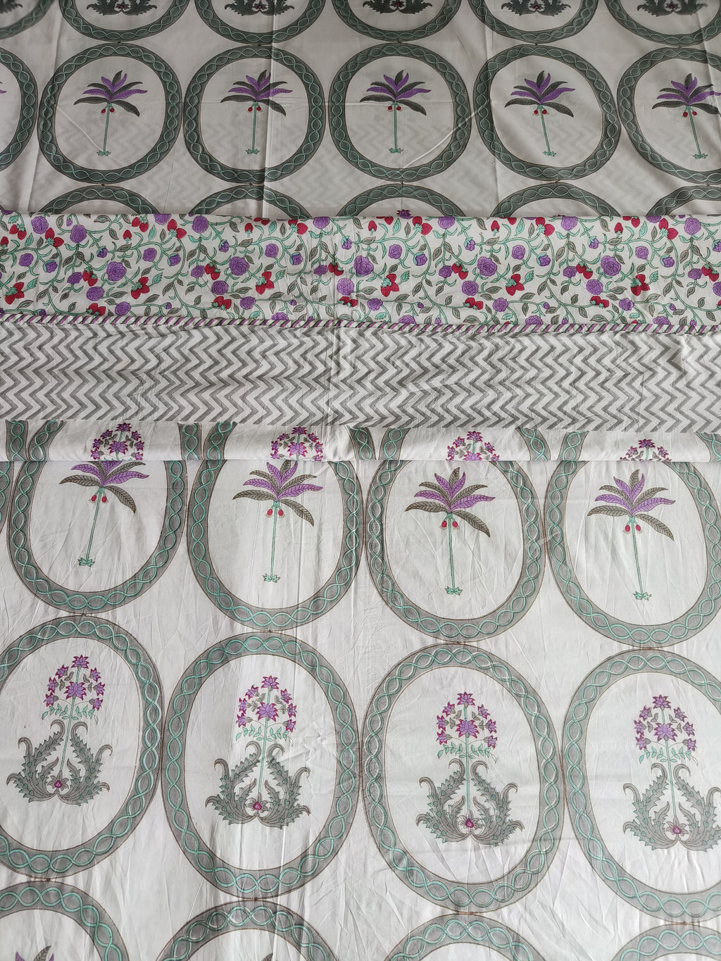 Regal Tropics Dohar – Purple Palm & Floral Medallions - Avyana Bedding Collection